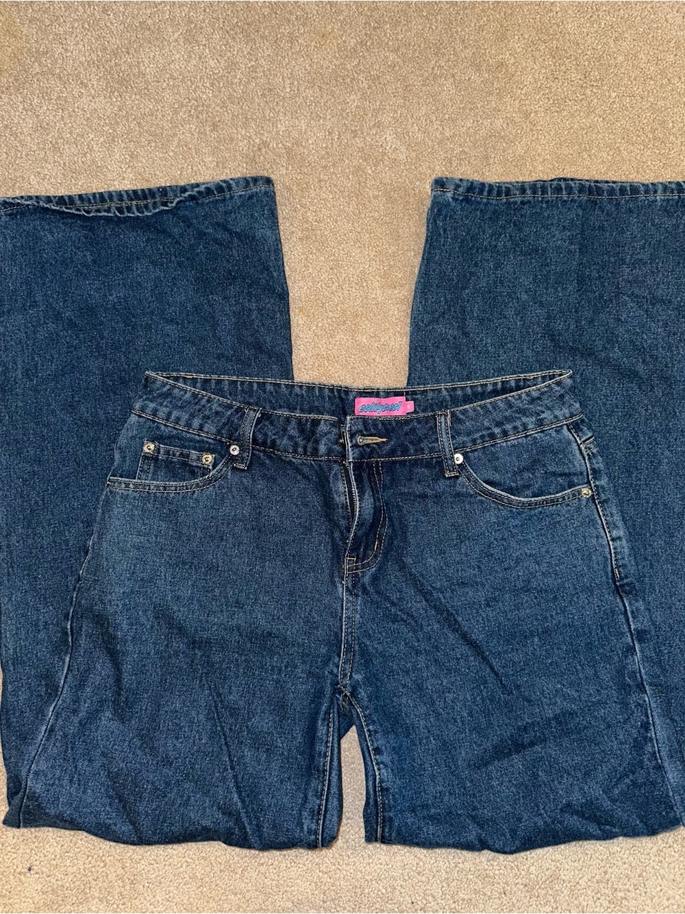 Edikted Classic Wide Leg Dark Blue Women's Jeans